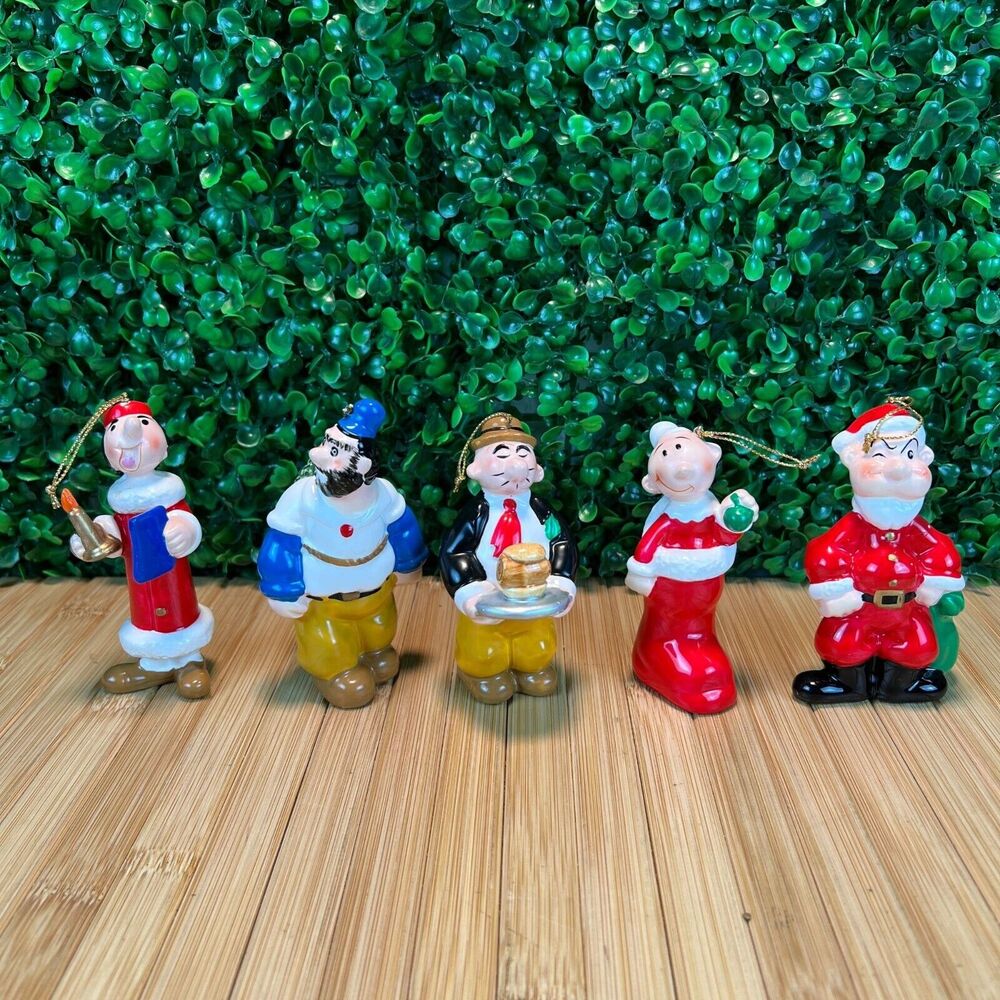VTG Lot 5 Popeye Friends Ornaments Olive Oyl Wimpy Brutus Sweet Pea Popeye